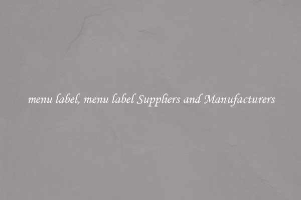 menu label, menu label Suppliers and Manufacturers