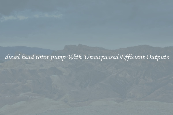 diesel head rotor pump With Unsurpassed Efficient Outputs