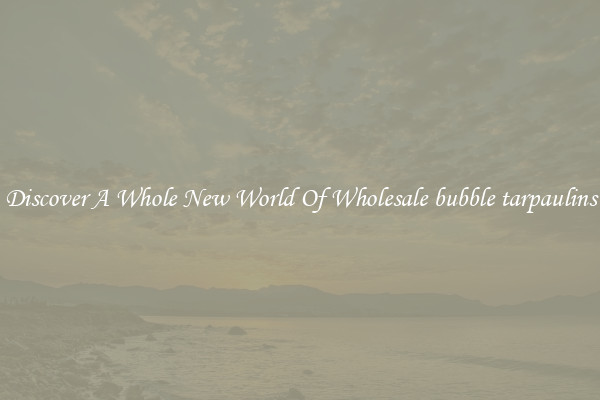 Discover A Whole New World Of Wholesale bubble tarpaulins
