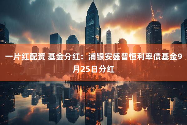 一片红配资 基金分红：浦银安盛普恒利率债基金9月25日分红